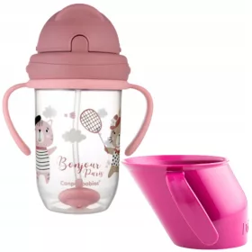    Doidy Cup Trinklernbecher ab 3 Monaten rosa + auslaufsicherer Becher Canpol Babies Bonjour Paris 270 ml