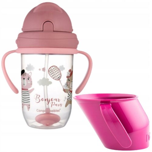  Doidy Cup Trinklernbecher ab 3 Monaten rosa + auslaufsicherer Becher Canpol Babies Bonjour Paris 270 ml