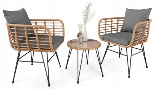  Di Volio Techno-Rattan-Gartenmöbel-Set Savio beige, 3-teilig.