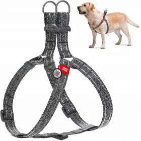  Hundegeschirr aus Baumwolle, grau, Größe S