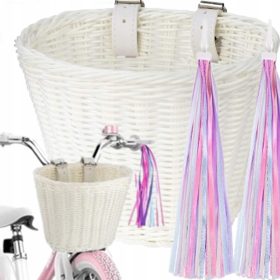    Korbroller Korbfahrradspielzeug weiß mit Fransen für Kinder ==