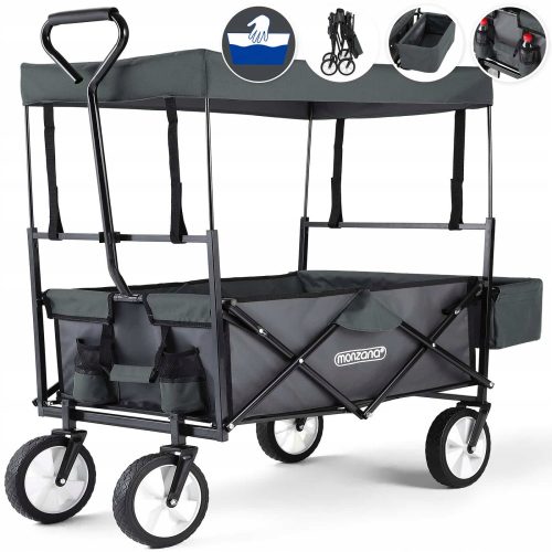 Gartenkarren Transportwagen mit Dach Monzana 120x60x95 cm, Marineblau