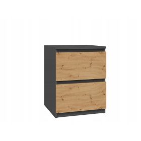  Schrank-Nachttisch mit 2 Schubladen B2 Anthrazit / EICHE A