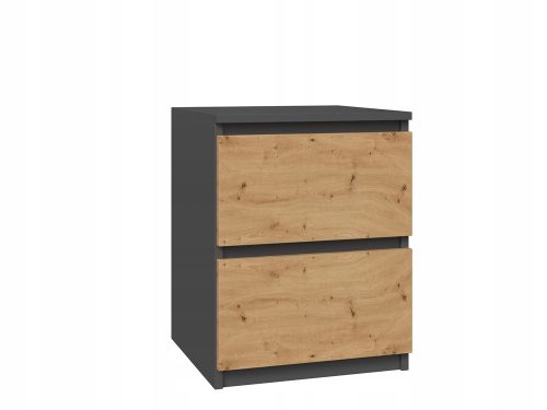  Schrank-Nachttisch mit 2 Schubladen B2 Anthrazit / EICHE A