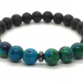  HERREN-ARMBAND Chrysokoll-Vulkanstein