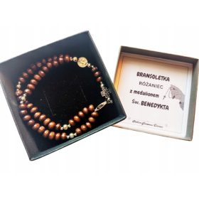    Handgelenk-ROSENKRANZ-Armband, VOLL, Holzperlen, Heiliger Benedikt 171S