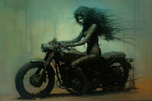Bilder an der Wand Bild Zdzisław Beksiński Style - Motorradfahrer