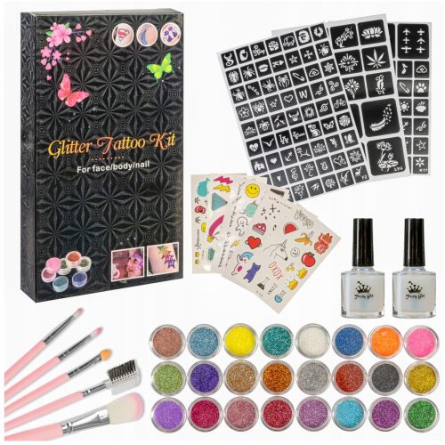  GROßES TATTOO-SET GLITTER-TATTOOS-VORLAGEN