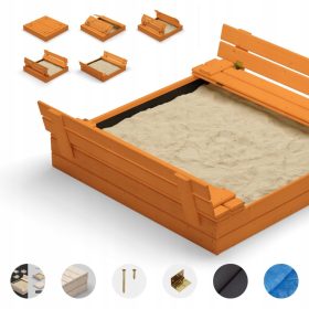 Sandkasten 120x120 cm, IMPRÄGNIERT + PLANE