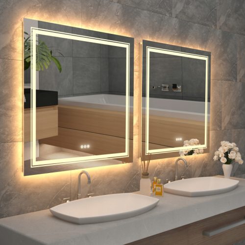  LED-Badezimmerspiegel mit Touch-Schalter 90x90cm