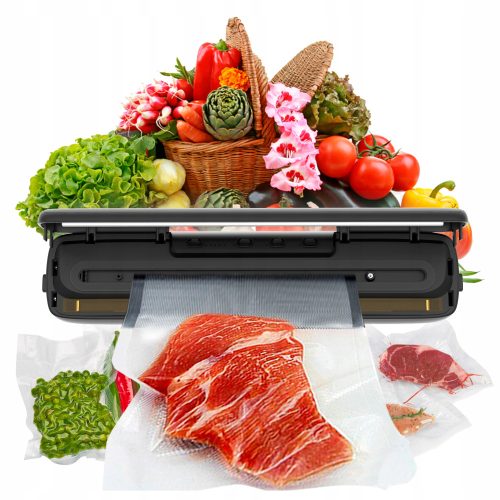  VAKUUMVERSIEGELGERÄT FÜR LEBENSMITTELVERPACKUNGSMASCHINE MIT LEISTUNG 90 W + SET XXL-BEUTEL + VAKUUMVERSCHLUSSBEUTEL 10 STÜCK