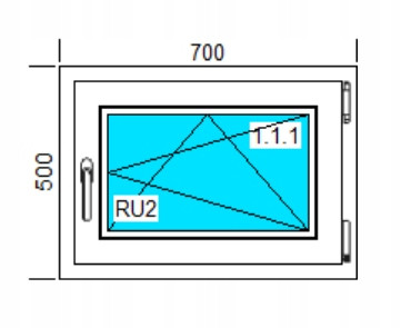 PVC-FENSTER 700x500 RU WEISS, RECHTS