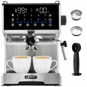    Yoer Barisso 1350 W Siebträger-Espressomaschine, Silber/Grau