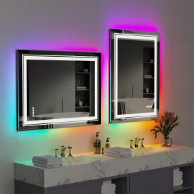   LED-Badezimmerspiegel mit RGB-Hintergrundbeleuchtung 60x80cm