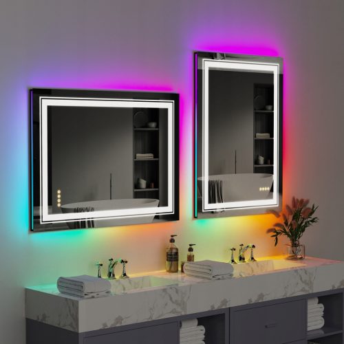  LED-Badezimmerspiegel mit RGB-Hintergrundbeleuchtung 60x80cm