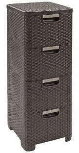  Curver Kommode im Rattan-Stil, 33 x 38 x 79 cm, dunkelmatt