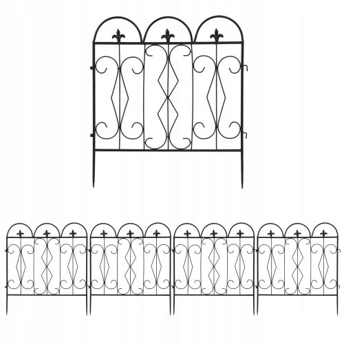 Robuster Gartenzaun aus 5 Paneelen aus Metall, 60 cm