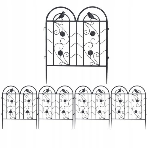 Robuster Gartenzaun aus 5 Paneelen aus Metall, 65 cm