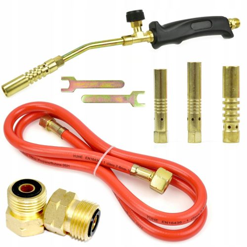GASLÖTBRENNER LÖTKOLBEN 3 DÜSEN SCHLAUCH + MESSING REDUZIERGERÄT FÜR ZYLINDER GZ21,8MM, GW3/8"