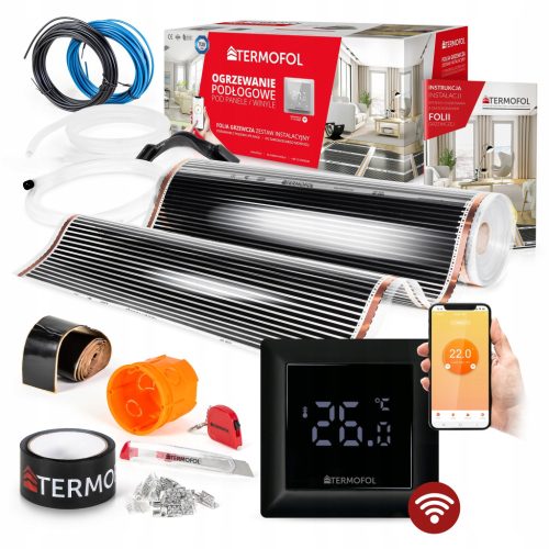  INFRAROT-HEIZFOLIEN-KIT, Leistung 140 W, 100 cm Fläche. 12m² SCHWARZ + WLAN