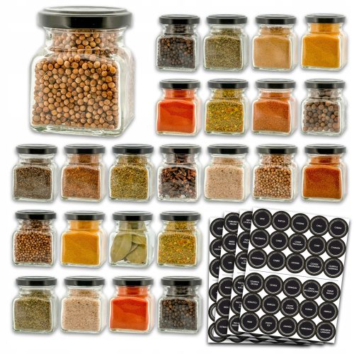 Lebensmittelbehälter Gewürzgläser 120 ml, 24 Stück + 120 Aufkleber