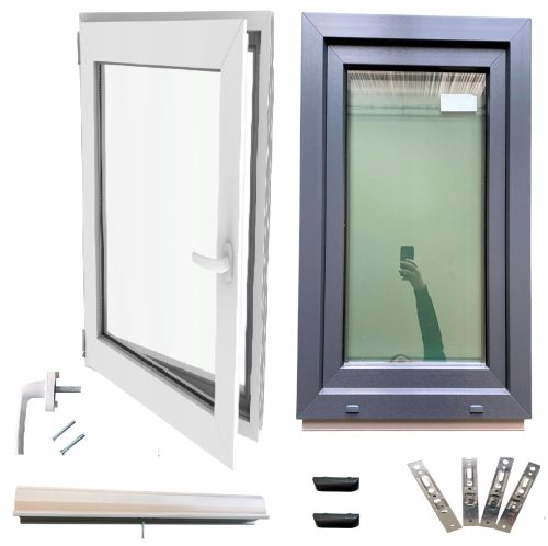 Fenster Anthrazit PVC warm Links 40x60 400x600 Set