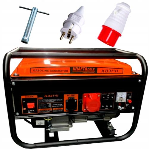 Stationärer Drehstromgenerator Kraft&Dele 3200 W Benzin + Kraft&Dele RST Handschuhe Größe 10 - XL 1 Paar