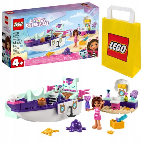  LEGO Gabis Katzenhaus 10786 Gabi und das Schiff und Spa der Meerjungfrauen + LEGO Papiertüte 6315786 Gelb 24x8x18 cm