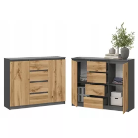    SaraMeble SARA Kommode 120 x 40 x 97cm Anthrazit, Wotan-Eiche matt