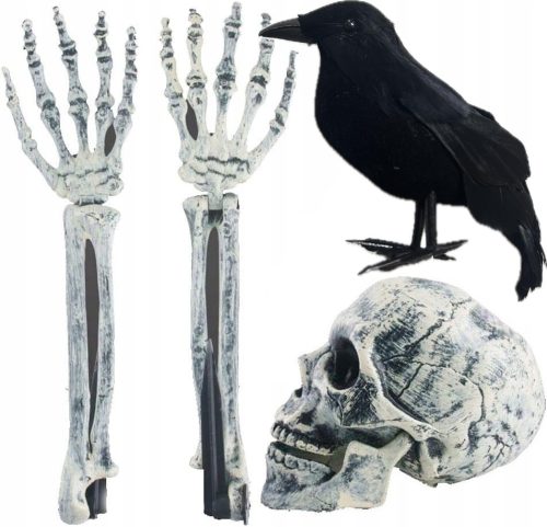  KÜNSTLICHER SCHÄDEL MIT HÄNDEN, DIE HALLOWEEN AUS DEM BODEN STECKEN