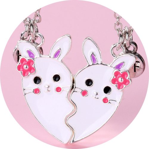  FREUNDSCHAFTS-HALSKETTE Hasen BFF Magnet BUNNY