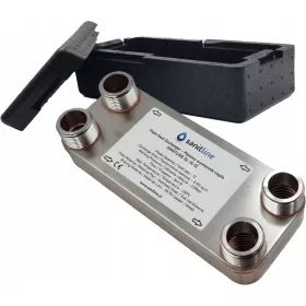    SANITLINE 12-Platten-Wärmetauscher, Leistung 20 kW, 4 x 1 Zoll + Wärmedämmung