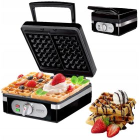    Camry Waffeleisen Leistungsstark für 2 große knusprige Waffeln, Temperatur einstellbar, 2000 W