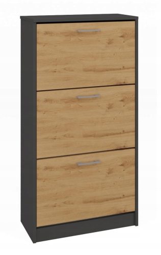  TopEshop Schuhschrank mit Sitzfläche 60 x 116 x 28 cm Anthrazit, Artisan-Eiche