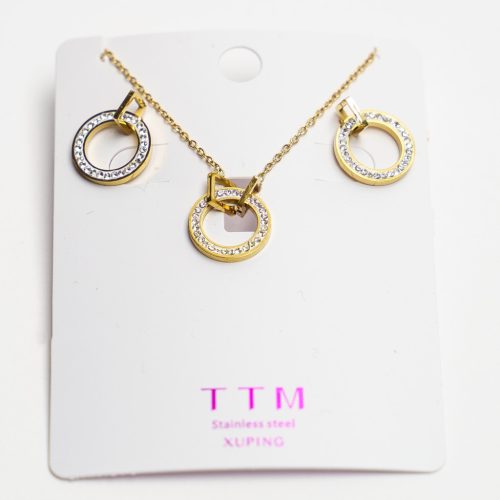  Set: Kette, Creolen, Zirkonia