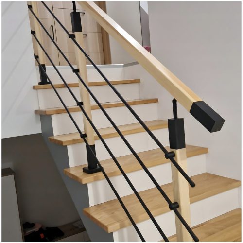 BALUSTRADE BARRIERE AUS HOLZ UND STAHL, VOLLSTÄNDIGES SYSTEM
