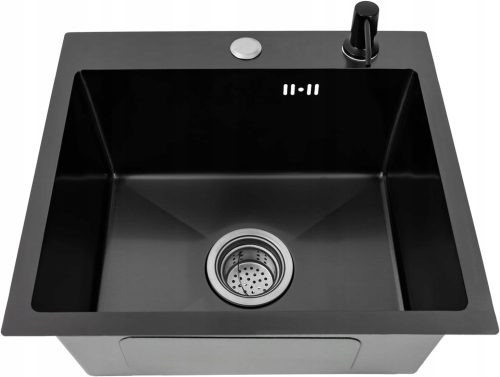 Einbeckenspüle DON Beta Wasserhahn Siphon Chromkeramik schwarz