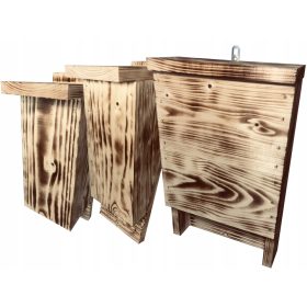  Set aus 3 gebrannten, geschnittenen Fledermauskästen