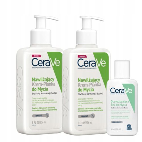 CeraVe Feuchtigkeitsspendendes Reinigungsschaum-Creme Set für normale und trockene Haut