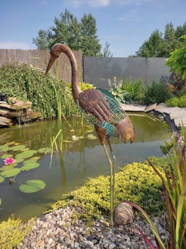  Figur, Metallskulptur, Reiher, Gartendekoration, 90er Jahre
