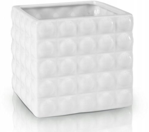  Polnix Blumentopf 13 cm x 13 x 13 cm weiße Keramik