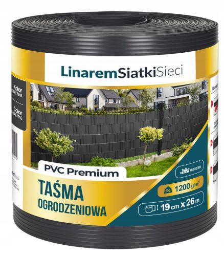  Linarem SiatkiSieci Zaunband 19 cm x 26 m Anthrazit