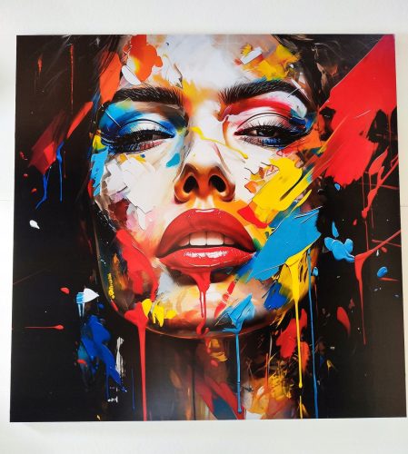 Bilder an der Wand MODERNES GEMÄLDE 80x80 CM, FRAUENGESICHT, WOHNZIMMER