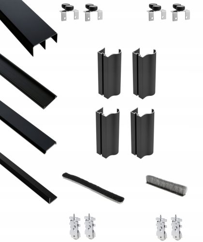 Ergo 1,5m/2d Schiebetür-Set, SCHWARZ