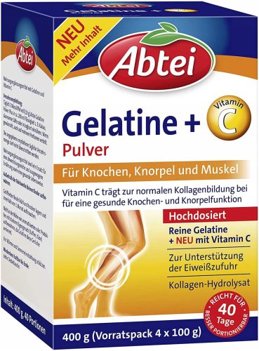 Abtei Gelatine Pulver mit Vitamin C für Knochen, Gelenke und Muskeln, 400g