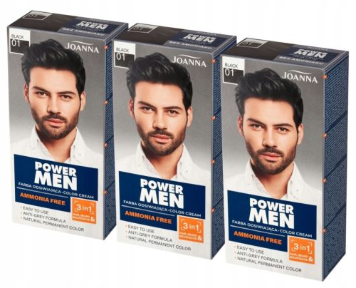  Joanna Power Men Color Cream Haarfärbemittel 3in1 01 Schwarz 100g