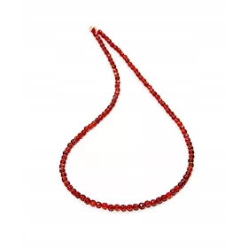   Halskette aus natürlichem Karneol, facettierte Kugeln, 4 mm
