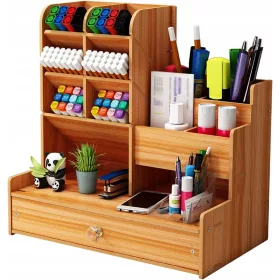    Schreibtisch-Organizer mit Schubladen, Schreibtisch-Organizer aus Holz mit Schubladenregal