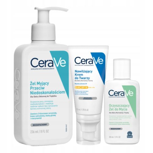 CERAVE Nawilżający Krem Twarzy SPF50 Żel Myjący