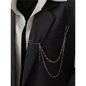  Silberbrosche, Kette, Sicherheitsnadeldekoration